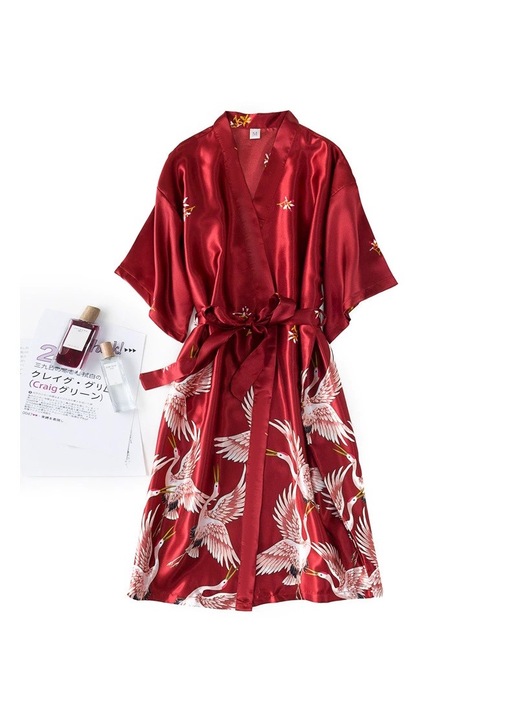 Pijamale sexy de primăvară și vară pentru femei, halat de baie scurt imprimat, haine de acasă pentru damă, set din două piese, Rosu