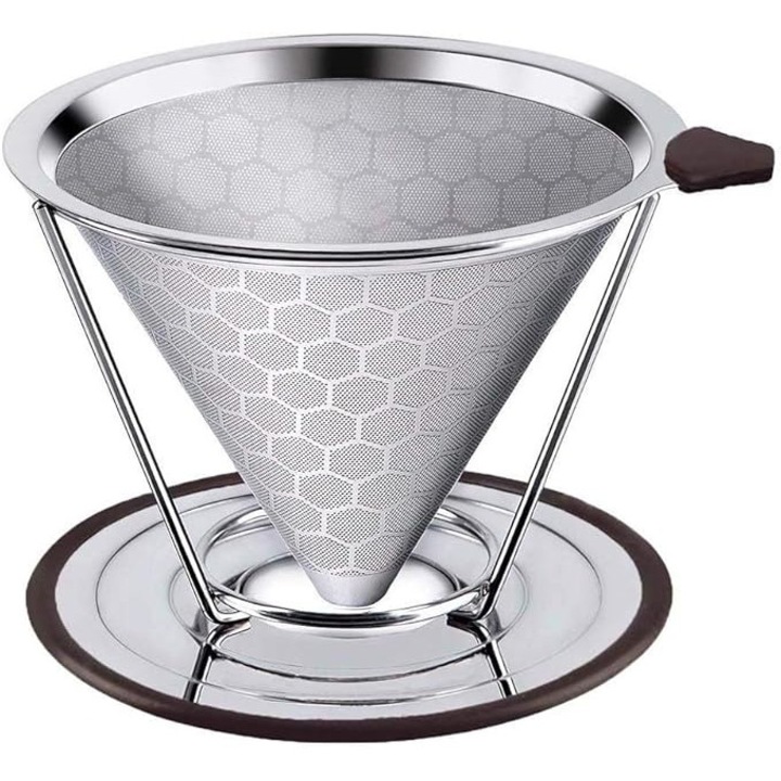 Filtru de cafea din inox 304 cu doua straturi, pentru 1-6 cani, usor de curatat