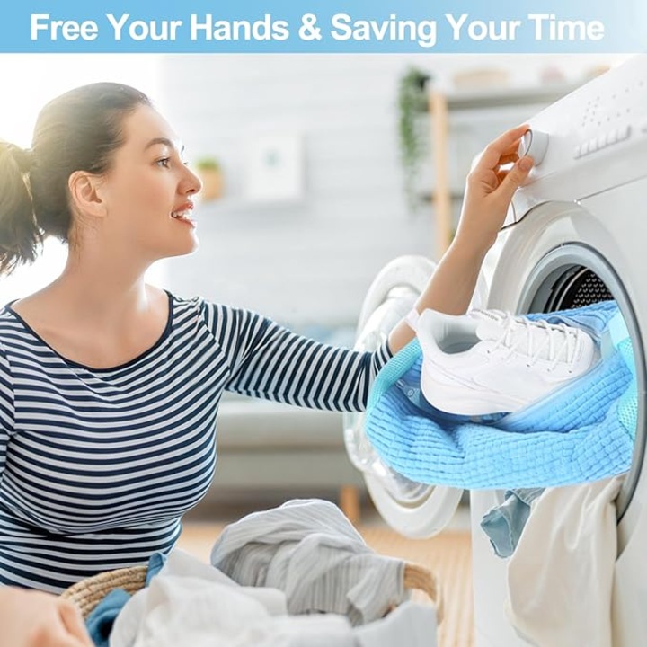 Sac de spalare pentru incaltaminte, 2 bucati, protectie masina de spalat, albastru, dimensiune mare