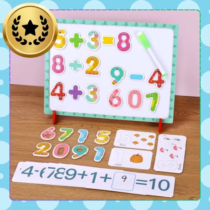 Set de matematica cu tabla si numere magnetice din lemn