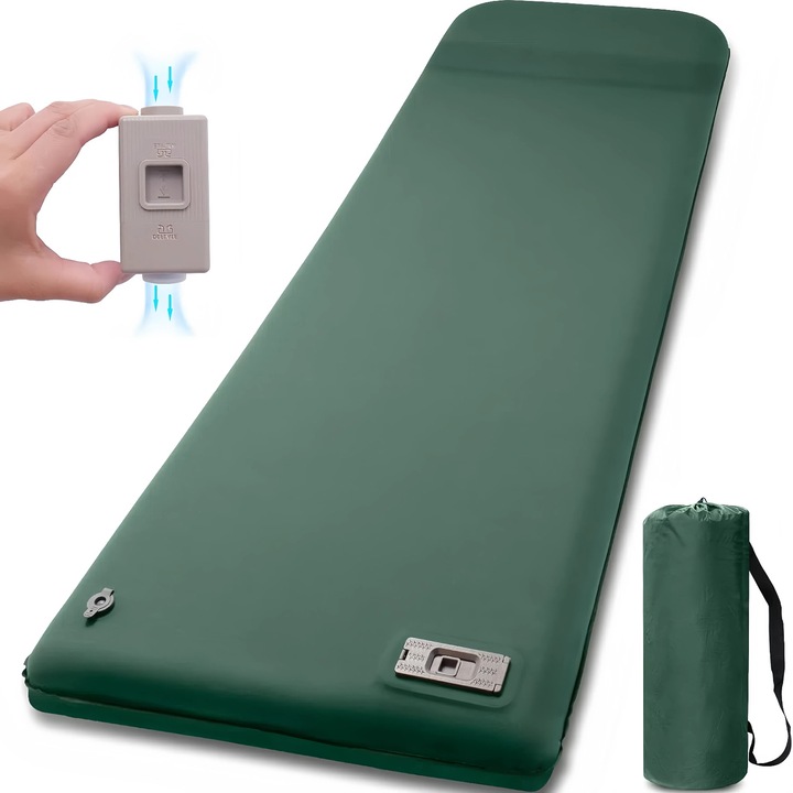 Önfelfújó hálóbetét elektromos pumpával, 200 * 70 cm, 8 cm-es ultravastag memóriahabos alvószőnyeg kempingezéshez, könnyű felfújás és leeresztés, hőszigetelt kempingmatrac 9,5 értékű autós sátor