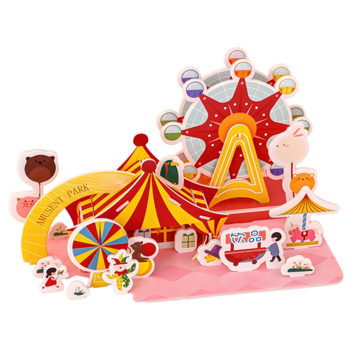 Oktató 3D építőkészlet, színes illusztrációk, készlet gyerekeknek, vidámpark