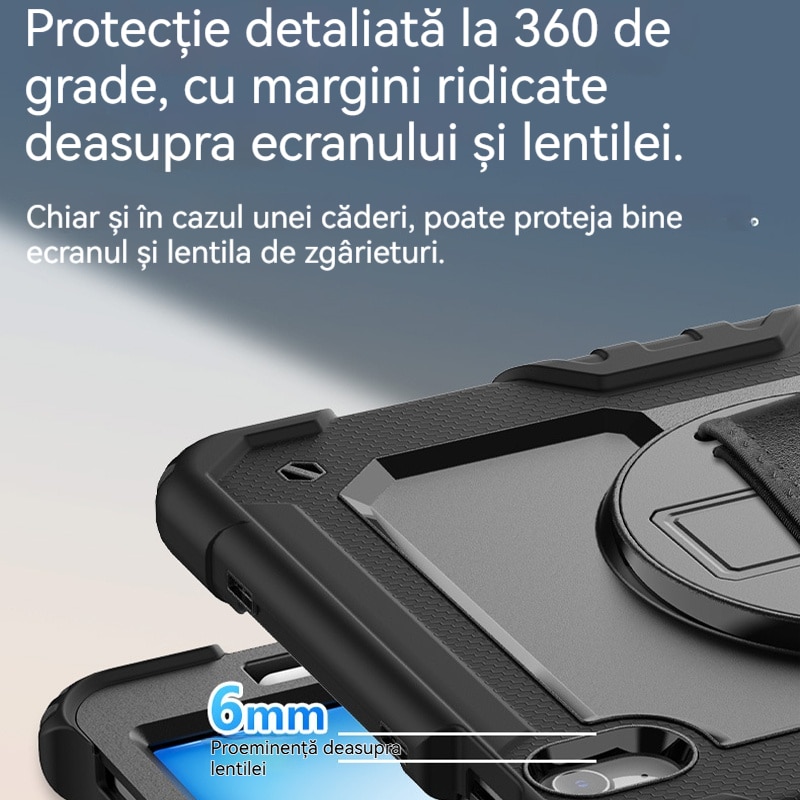Husa Antisoc Cu Curea De Mana Pentru Samsung Galaxy Tab A9Plus De 11 inchi. (Model: (SM-X210/X216/X218), Fudisenn，Cu capac pentru stilou，Rotire La 360°, procesul de gofrare，Portabil， 2023 (Negru )，28x19x2,3cm