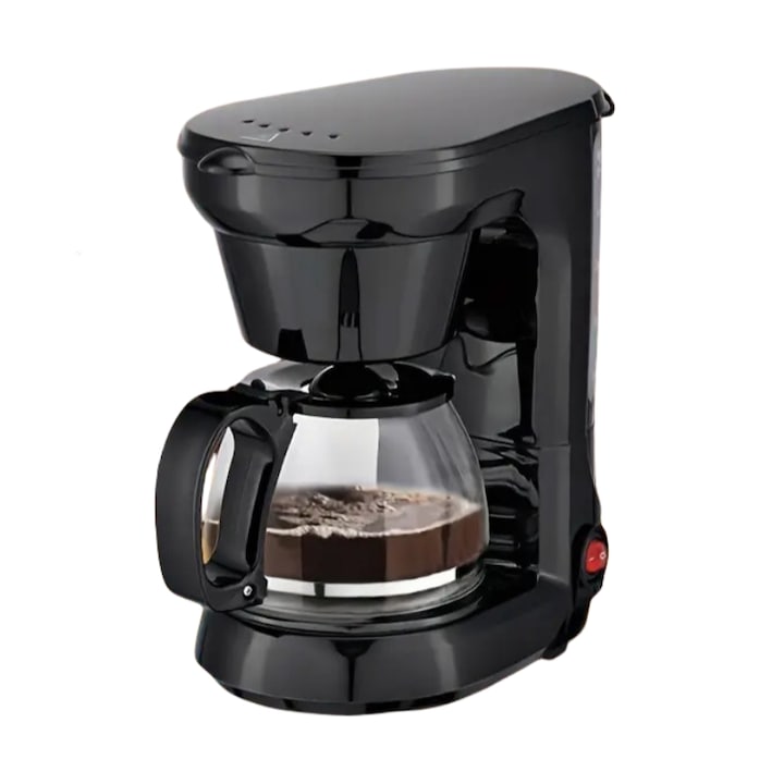 Cafetiera cu carafa din borosilicata 750ml, filtru reutilizabil, sistem anti-picurare, neagra, 17x24x25cm