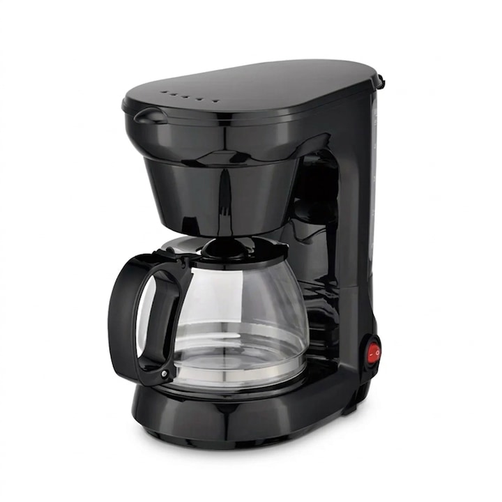 Cafetiera AVAKKER® cu carafa din sticla borosilicata 750ml, Filtru Reutilizabil din Inox, Sistem Anti-picurare, Design Compact, Putere Optima, Culoare Neagra Eleganta, Dimensiuni 17x24x25cm