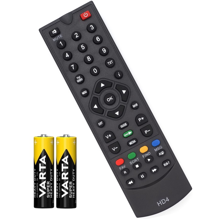 Съвместимо дистанционно управление Digi HD4 декодер, Parasource®, черно, включени батерии