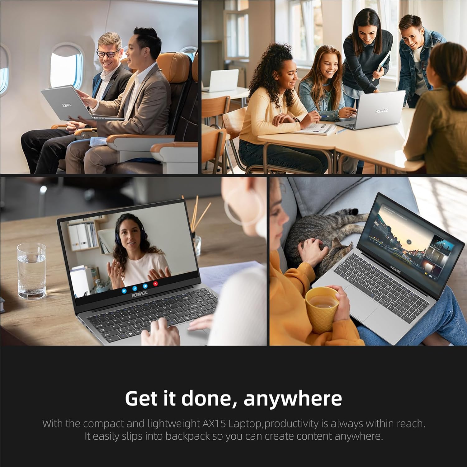 Laptop ACEMAGIC cu procesor Intel Alder Lake-N97 pana la 3.6 GHz, 15.6" IPS 1080P, 16GB DDR4 RAM, 512GB SSD, Windows 11 Pro, Carcasa metalica, WiFi, BT5.0