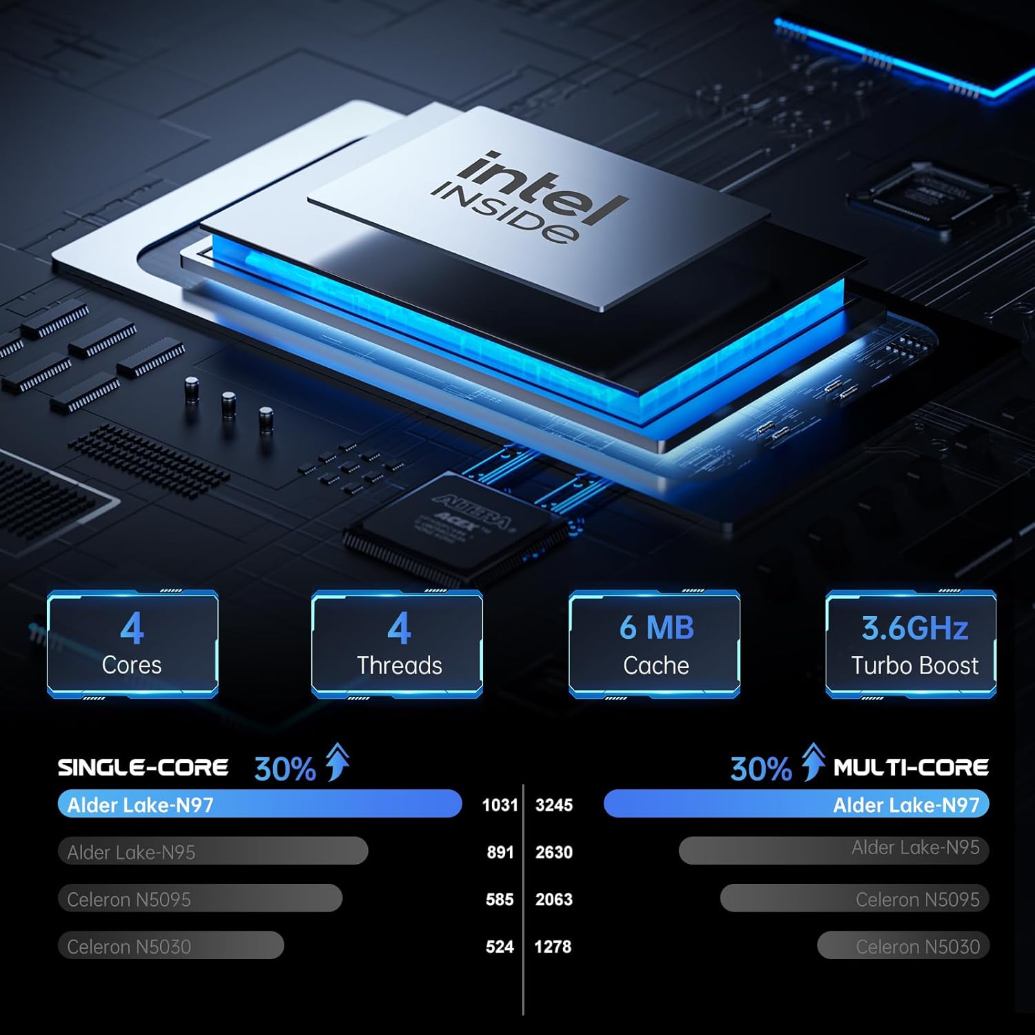 Laptop ACEMAGIC cu procesor Intel Alder Lake-N97 pana la 3.6 GHz, 15.6" IPS 1080P, 16GB DDR4 RAM, 512GB SSD, Windows 11 Pro, Carcasa metalica, WiFi, BT5.0