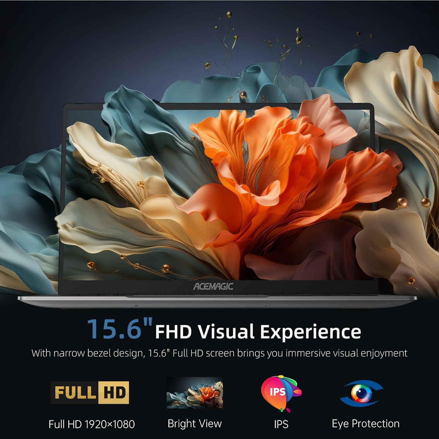 Laptop ACEMAGIC cu procesor Intel Alder Lake-N97 pana la 3.6 GHz, 15.6" IPS 1080P, 16GB DDR4 RAM, 512GB SSD, Windows 11 Pro, Carcasa metalica, WiFi, BT5.0