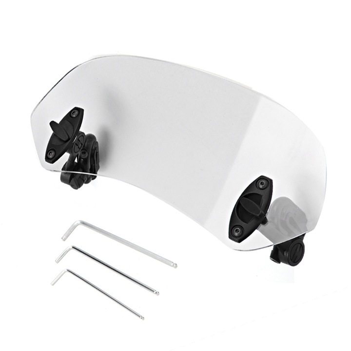 Предно стъкло за мотоциклет, регулируемо, прозрачно, 280x105 mm, ABS