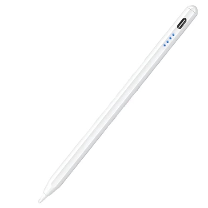 Stylus iPad Pen, Pix pentru tableta iPad Apple 2018-2022, Profesional, Penite anti-zgarieturi, functie Palm Rejection, Tilt, Lag-Free, Magnetic, USB-C, Alb mat