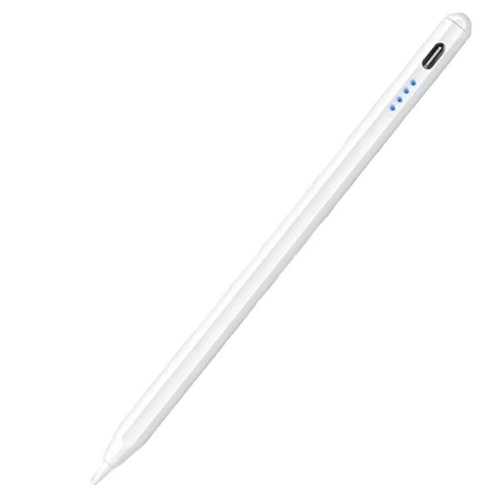Стилус iPad Pen, Pen за таблет Apple iPad 2018-2022, Professional, Химикалки против надраскване, Функция за отхвърляне на дланта, Tilt, Lag-Free, Magnetic, USB-C, Matte white