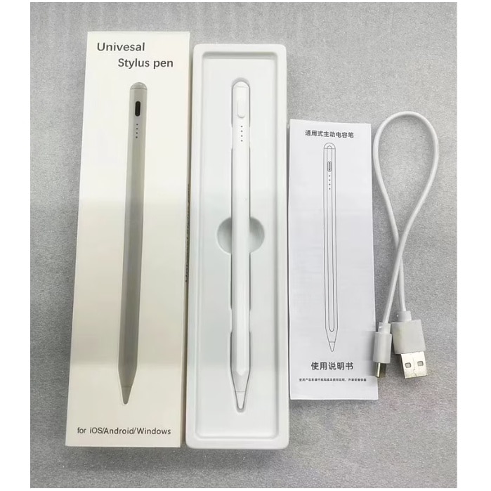 Stylus iPad Pen, Pix pentru tableta iPad Apple 2018-2022, Profesional, Penite anti-zgarieturi, functie Palm Rejection, Tilt, Lag-Free, Magnetic, USB-C, Alb mat