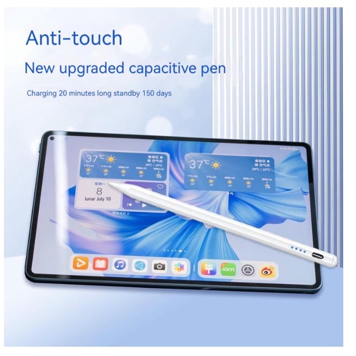 Stylus iPad Pen, Pix pentru tableta iPad Apple 2018-2022, Profesional, Penite anti-zgarieturi, functie Palm Rejection, Tilt, Lag-Free, Magnetic, USB-C, Alb mat