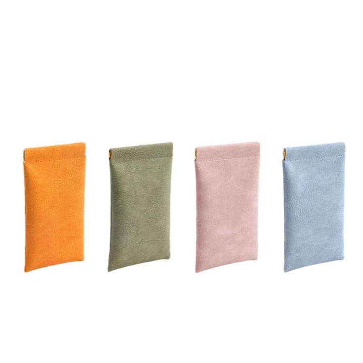 Комплект от 4 калъфа за слънчеви очила, мек PU, многоцветен