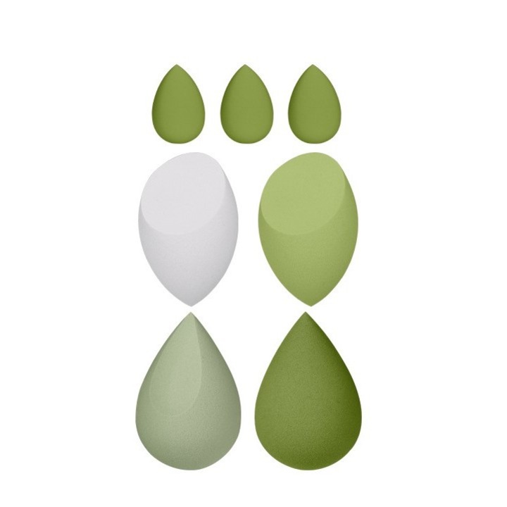 Комплект гъби за грим, Flippy, Premium, 7 части, зелени