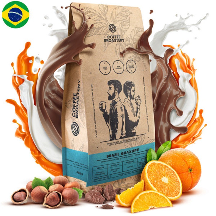 Cafea Boabe de Specialitate Coffee Broastery, Brazil Guaxupe Premium, Proaspat Prajita nu Amar, 100% Arabica, 400g