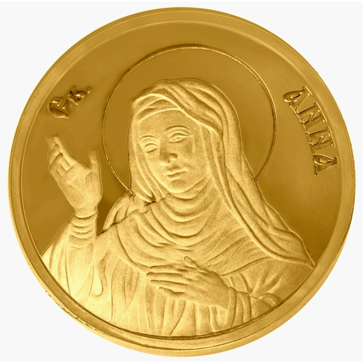 Medalie Aurita Sfanta Ana, Argint 999, Placat cu Aur, 15, 55g, 30mm