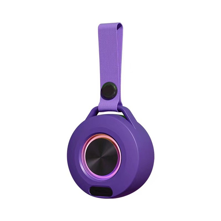 Hordozható Bluetooth hangszóró, 5W, IPX3, RGB fényeffektusok, 96x86x43mm, lila