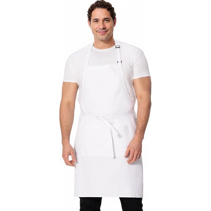 Sort Unisex pentru Bucatarie, Ajustabil, Rezistent la Apa, cu 2 Buzunare, pentru Gatit, BBQ, Desen, pentru Femei si Barbati, Alb