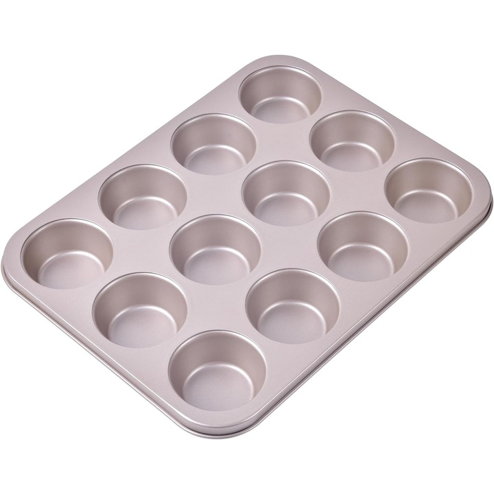 Prémium 12 üreges muffinsütő – tapadásmentes cupcake serpenyő, PTFE és PFOA mentes, kereskedelmi minőségű szénacél, pezsgő arany – tökéletes a gyors, finom sütéshez és a könnyű tisztításhoz