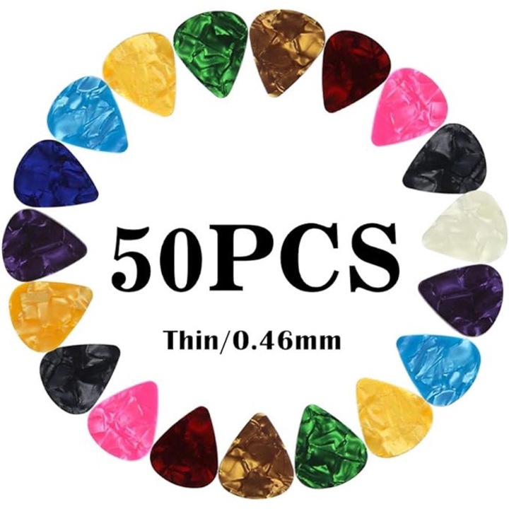 50 db celluloid gitárcsákány csomag, 0,46 mm vastag