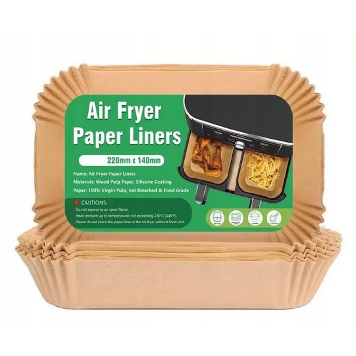 Sütőpapír légsütőhöz, DCSZVIGS®, 20,5X13X4,5cm, barna, 100 db