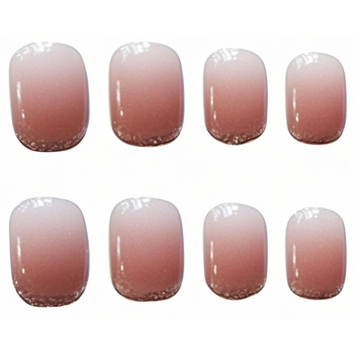 Műköröm szett, bézs, 24 darabos, felragasztható, egyszerű színátmenetes