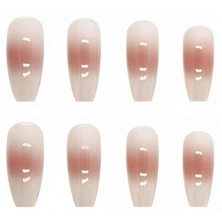 24 db műköröm szett, bézs, dekoráció, ragasztótípus