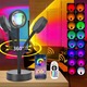 Lampa de veghe cu proiectie Sunset Red, Puepoul, reglabila pe inaltime, Rotatie 360 de grade, RGB, 4 moduri de palpaire, 16 culori de lumina, cu telecomanda, Bluetooth, Negru