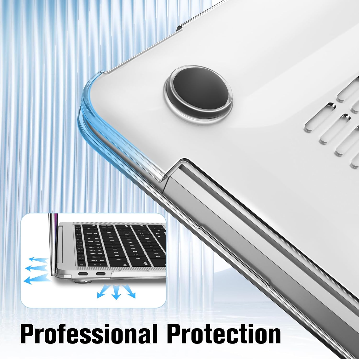 Husa de protectie pentru MacBook Air 13.3-inch, Puepoul, A1932/A2179/A2337, Cu folie de protectie pentru tastatura si folie de sticla calita, plastic, Material ecologic, netoxic, fara miros, transparent