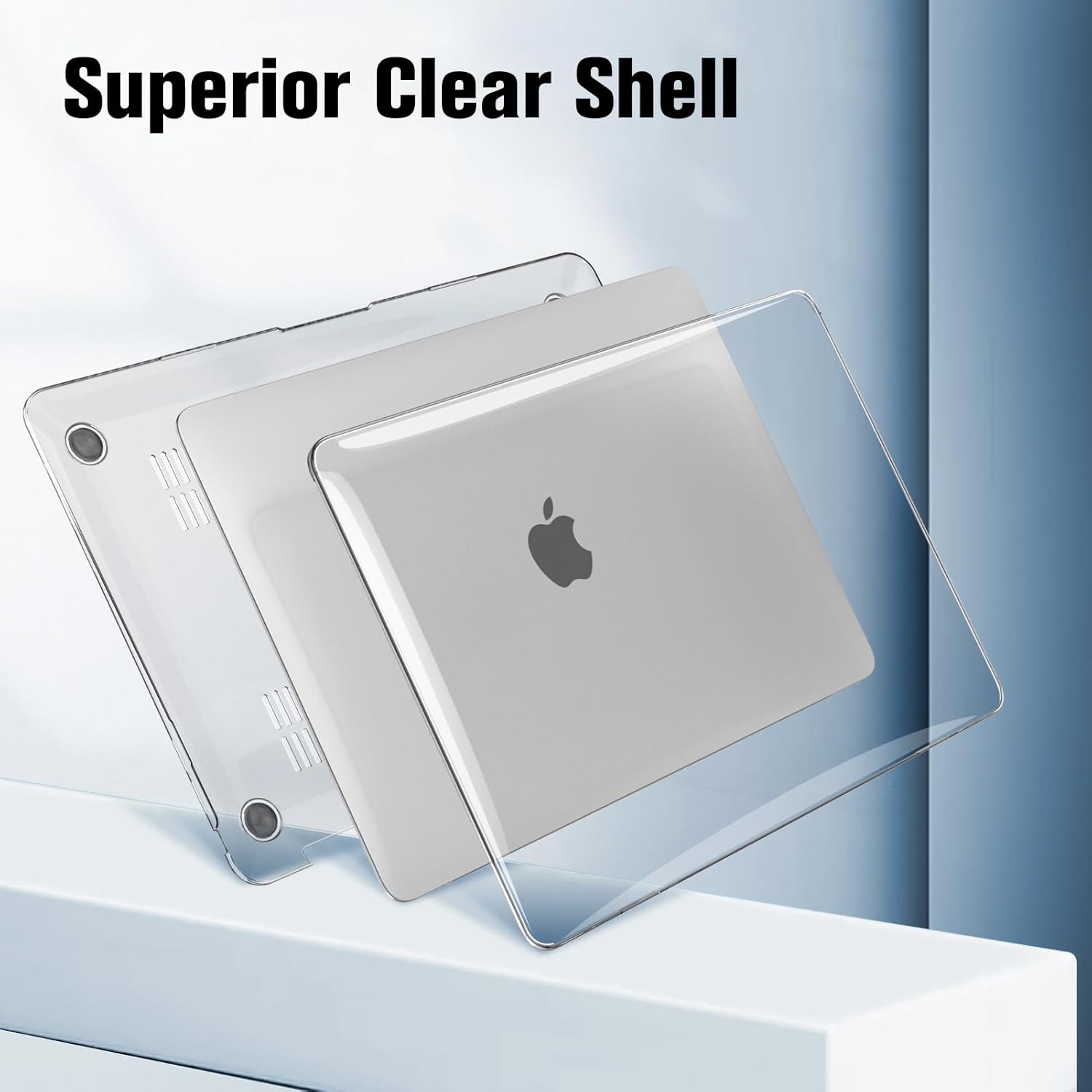 Husa de protectie pentru MacBook Air 13.3-inch, Puepoul, A1932/A2179/A2337, Cu folie de protectie pentru tastatura si folie de sticla calita, plastic, Material ecologic, netoxic, fara miros, transparent