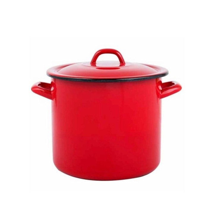 Oala cu capac, emailata rosie 18 L, diametru 30 cm