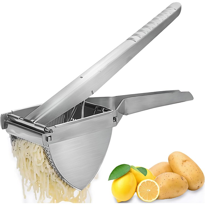 Ricer si Pisator de Cartofi din Otel Inoxidabil, Durabil - Maner Ergonomic, Capacitate Mare, Stoarcator Manual de Calitate Comerciala - Sigur pentru Masina de Spalat Vase, usor de curatat