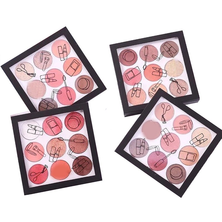 9 színű szemhéjfesték paletta, többszínű, finom textúrájú, vízálló