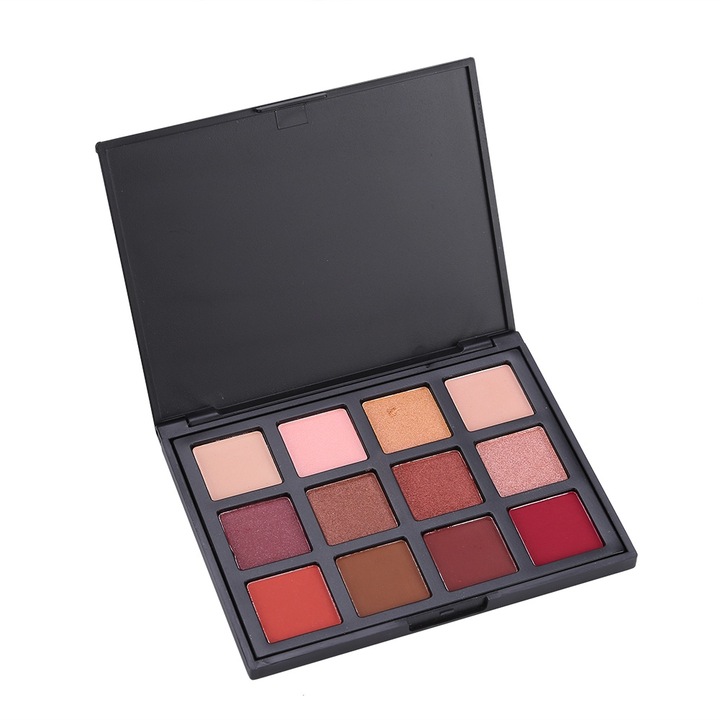 Matt és csillogó szemhéjfesték paletta, 12 szín, többszínű