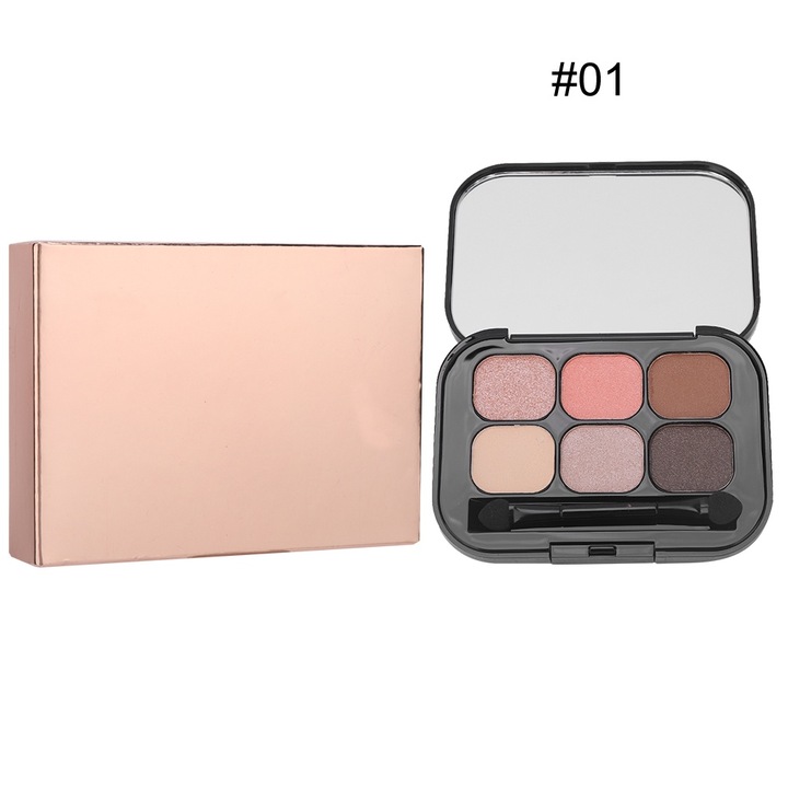 Szemhéjfesték paletta 6 színű, matt és csillogó textúrájú, vízálló, 6x10cm