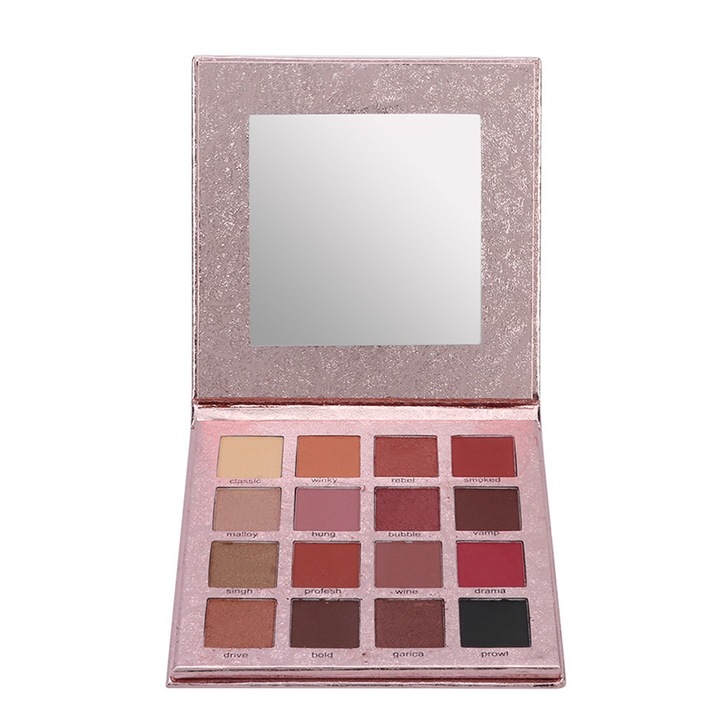 16 színű szemhéjfesték paletta, matt és csillámos textúrájú, vízálló