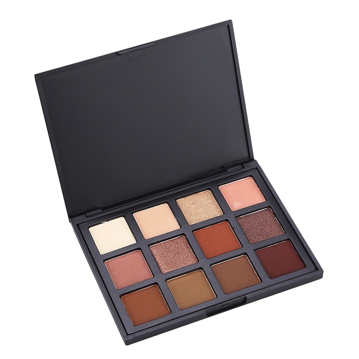 Matt és csillogó szemhéjfesték paletta, 12 szín, 12x8cm