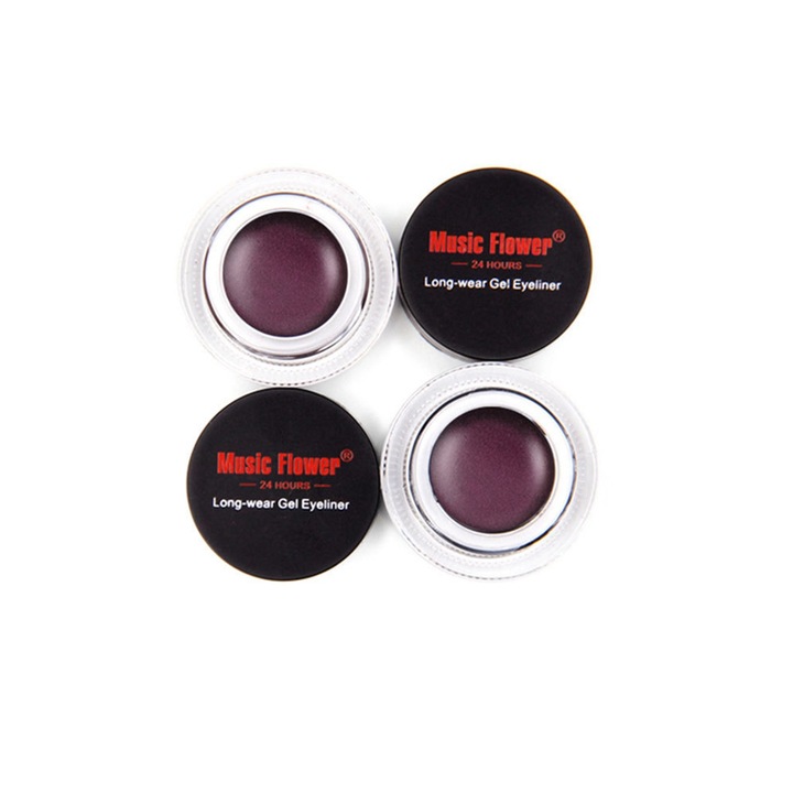 Szemhéjpúder, Miss Flower, lila zselé, vízálló, ecsetkészlet