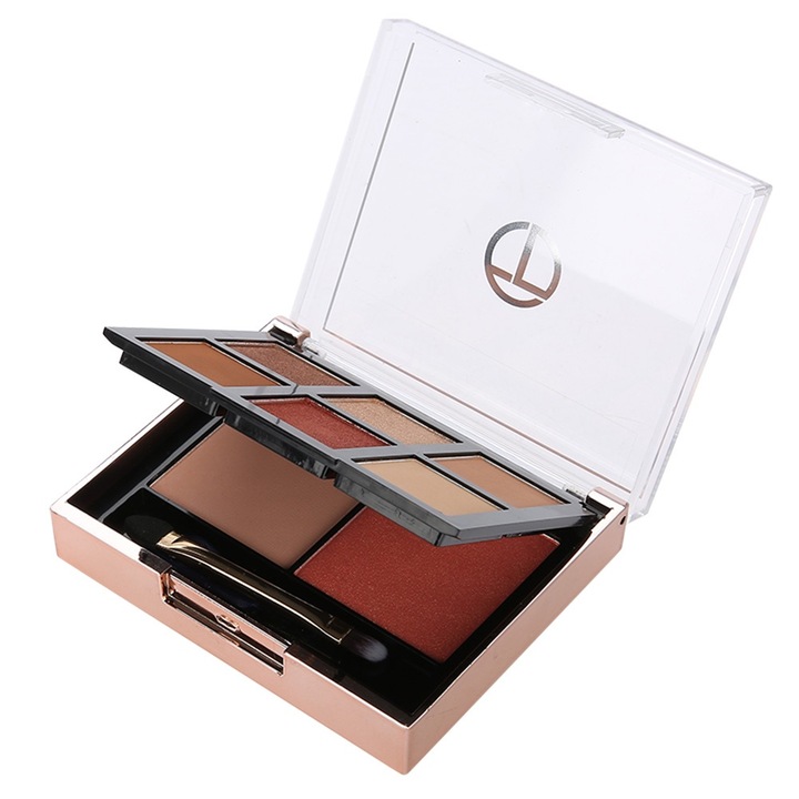 Szemhéjfesték paletta 6 matt és csillogó szín + 2 pirosító szín, többszínű