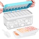 Set 2 forme din pentru cuburi de gheata, Poate fi realizat 64 PCS Sfera de gheata, Vine cu recipient de gheata, lingura, Apasarea capacului, Usor de eliberat, Albastru