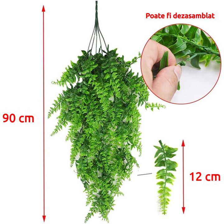 Set 2 Planta Artificiala de Fern Feicaeesa, 90cm, Material PE, Simulare Rezistenta la UV, Fara Necesitate de Intretinere, Potrivita pentru Decorul Interior