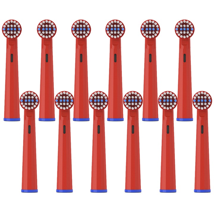 Rezerve periuta de dinti pentru Baieti/Fetite EB-10X, compatibil cu Oral-B, Moale, 12 buc