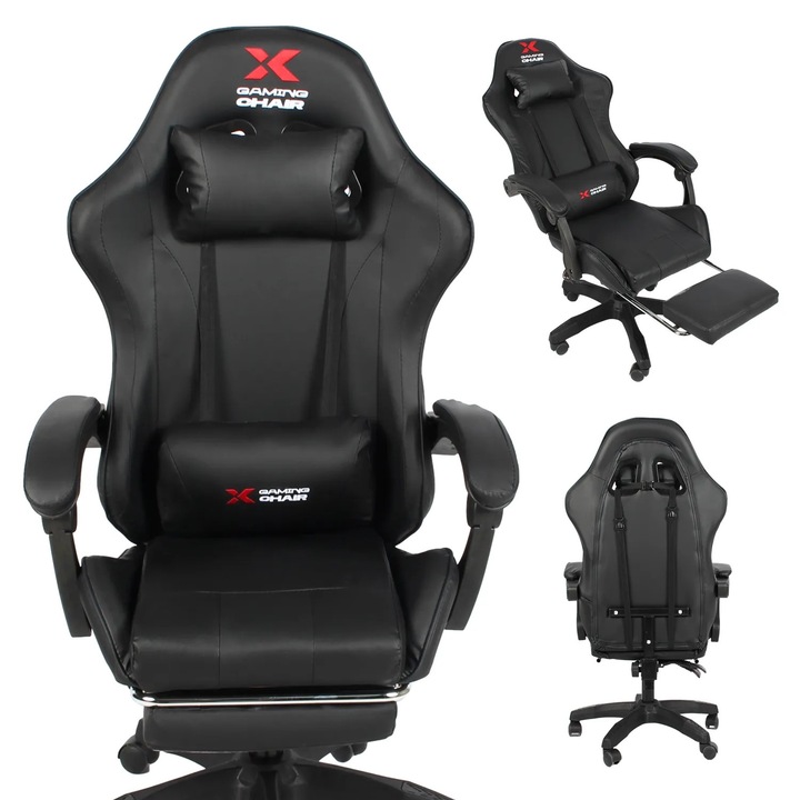 Scaun de gaming, Xgaming, reglabil, cu suport lombar, negru, 44-54x50x49cm