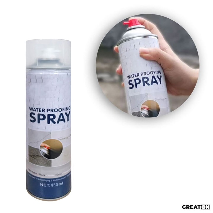 Spray De Etansare GREATON, Aplicare Prin Pulverizare, Protectie Suprafete Anti Apa, Impermeabil, Uscare Rapida, Ideal Pentru Metal, Burlane, Ciment, Gresie, Transparent, Cantitate 450 Ml