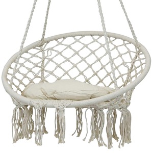 Leagan suspendat macrame, Autocise, balansoar gradina, bej, 60x80cm, pentru interior/exterior