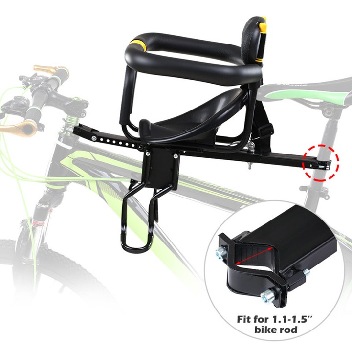 Scaun copii bicicleta, Autocise, portabil, ajustabil, negru, 50kg