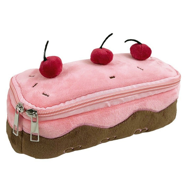 Penare Cherry Cake, material plus, capacitate mare, roz, 19.5x8cm