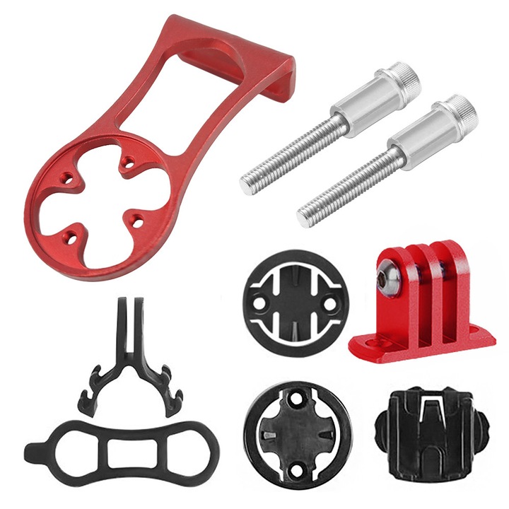 Suport bicicleta Autocise, set montare extinsa, compatibil cu Garmin, 4.2x8cm, rosu